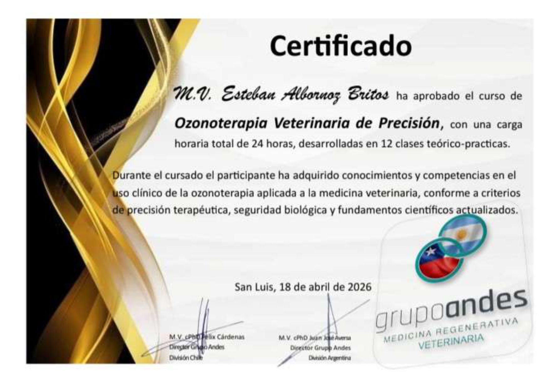 Certificado de Esteban Sebastian Albornoz Britos