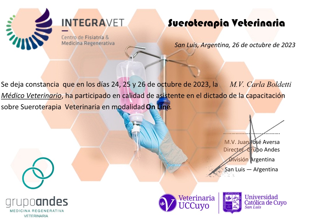 Certificado de Carla Boldetti