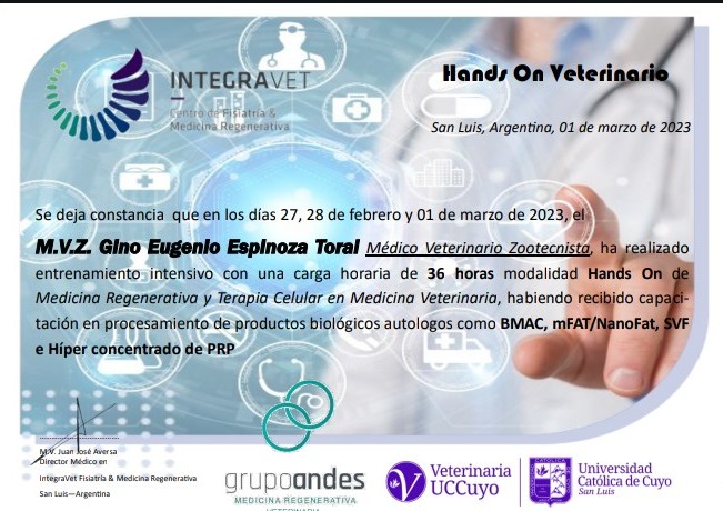 Certificado de Gino Eugenio Espinoza Toral