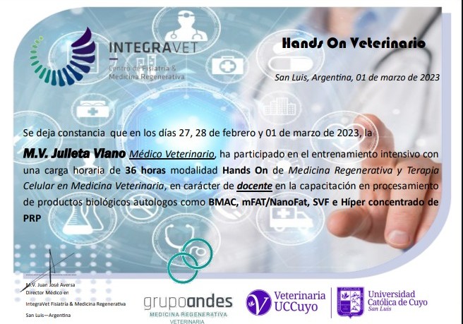 Certificado de Julieta Viano