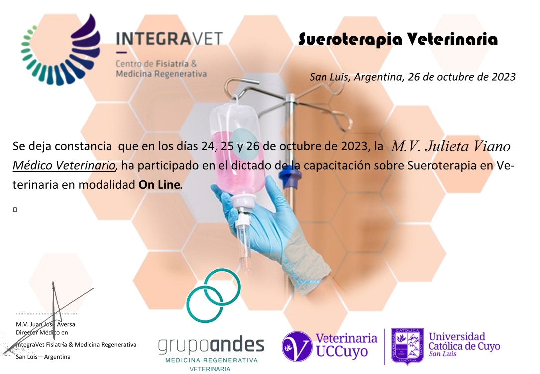 Certificado de Julieta Viano