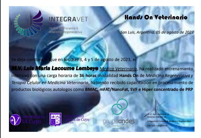 Certificado de Luis María Lacoume Lembeye