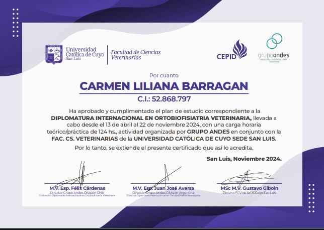 Certificado de Carmen Liliana Barragan