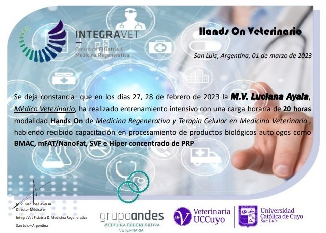 Certificado de Luciana Ayala